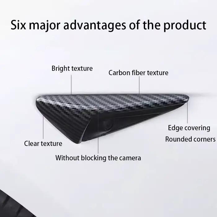 Couverture de caméra latérale en ABS à motif carbone pour Tesla Model 3 Highland 2024 Model Y Juniper 2026, accessoires autocollants pour panneau ABS