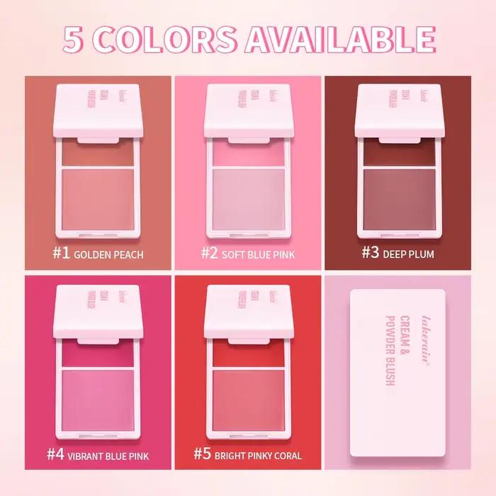 Crème & poudre Blush Duo longue tenue finition mate et rosée haute pigment rose bonbon pêche
