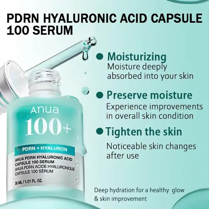 Sérum Visage Éclatant ANUA Skin Care Essence Acide Hyaluronique en Capsules 100 Sérum Bleu pour une Peau de Verre – Produits Coréens de Soin de la Peau