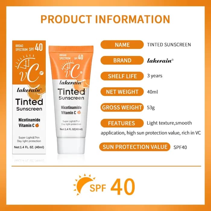 Crème solaire teintée à la vitamine C avec protection