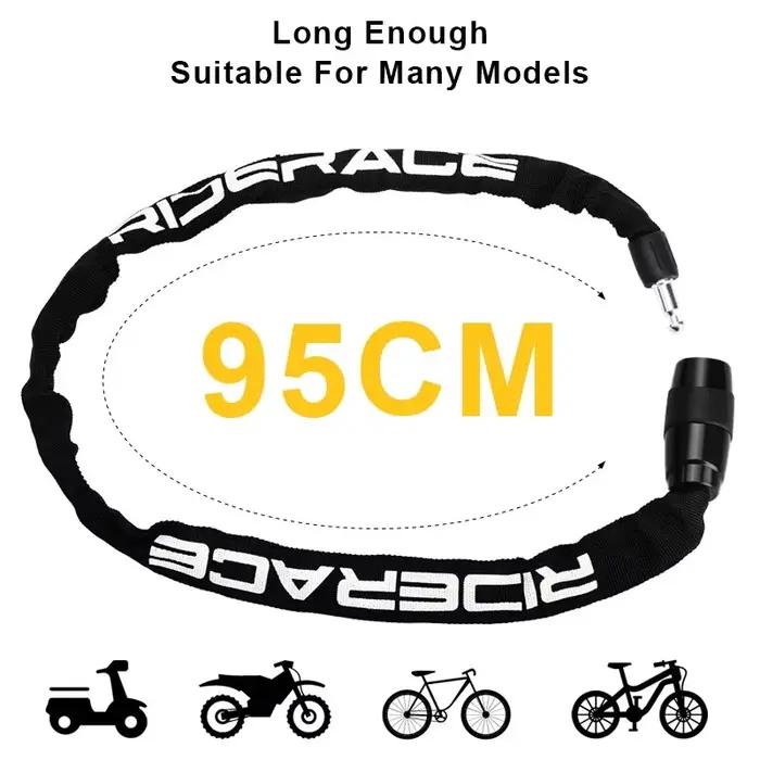 RIDERACE Verrou de Chaîne De Vélo Portable Anti-vol Haute Sécurité VTT Vtt Verrou Avec 2 Clés Pour Scooter Électrique E-Bike