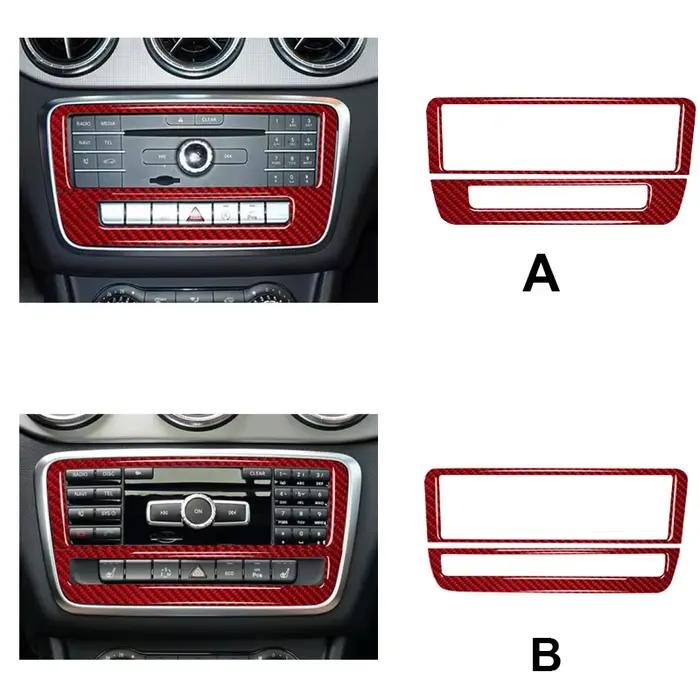 Autocollant de décoration de cadre de panneau CD de Console de voiture en Fiber de carbone véritable pour Mercedes Benz CLA 2014 – 2018, accessoires d'intérieur de voiture