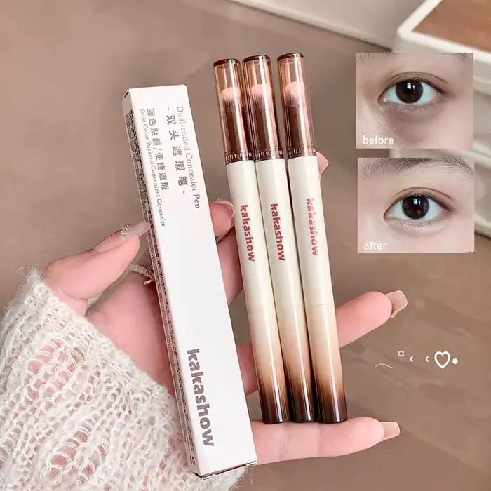 Correcteur Kashashow en crème double tête pour dissiper imperfections et cernes, bâton de maquillage pour teint uniforme, beauté durable pour femmes occasions spéciales
