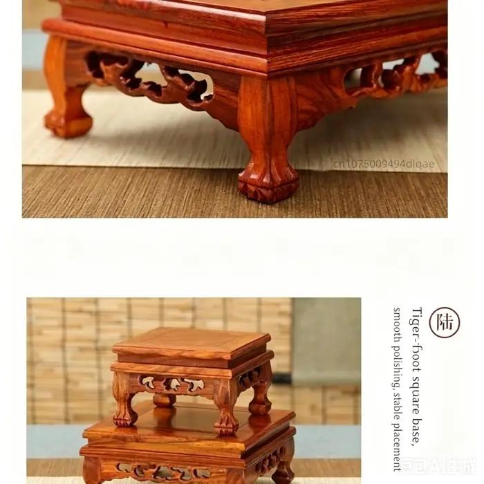 Support pour statue de Bouddha, base en bois de poirier, rétro, carré, petite table, artisanat, décoration intérieure, ornement, base pour aquarium, théière