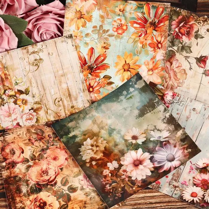 Autocollant de fond de Scrapbook auto-adhésif de grande taille, pour bloc de fond, fournitures de Scrapbooking, passionnés de journaux, 12 feuilles