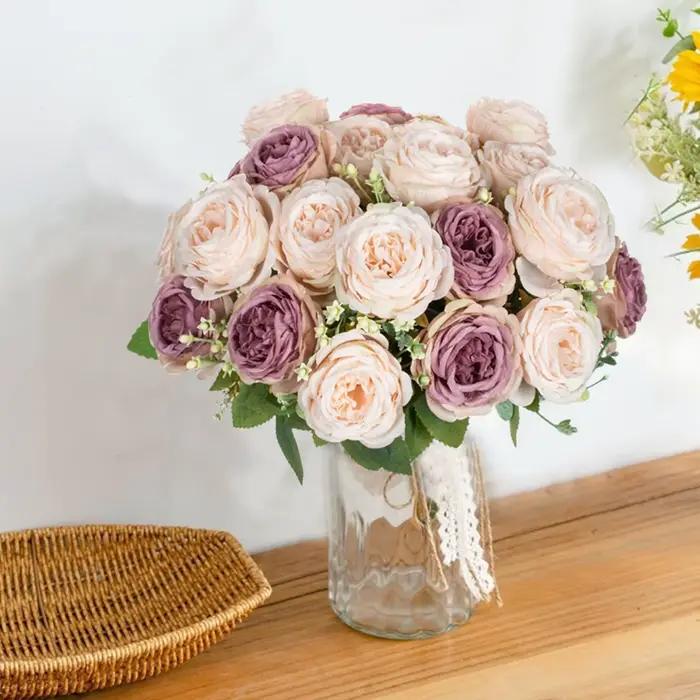 Fleurs artificielles pivoine maison chambre Table bonsaï décoration extérieure cour jardin Bouquet couronnes accessoires de fond de mariage