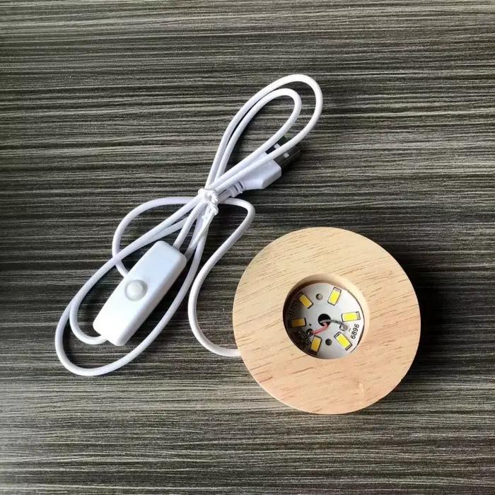 Base boule en bois massif, décoration de maison, ronde, carrée, tactile, charge USB, télécommande enfichable, émettant de la lumière, veilleuse