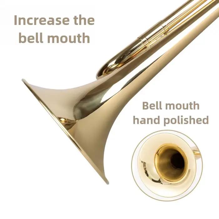 Trompette en laiton C Tune, Instrument de musique en laiton à Note haute, pour étudiants adultes débutants, jeu de trompette, corne de laque dorée Portable