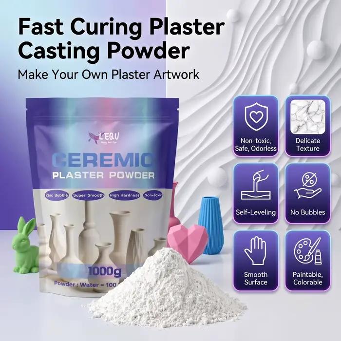 Poudre de résine pour moulage 1 kg/2 kg, poudre de plâtre blanc haute densité, argile à modeler artisanale, argile de plâtre DIY, fournitures d'artisanat