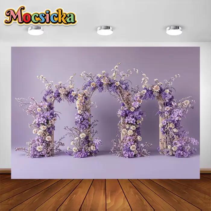 Arrière-Plan de Photographie de Mariage, Fleurs Colorées à Trois Arches, Fournitures de Décoration de ix, Arrière-Plan de Portrait de Femme Adulte, Accessoires de Studio