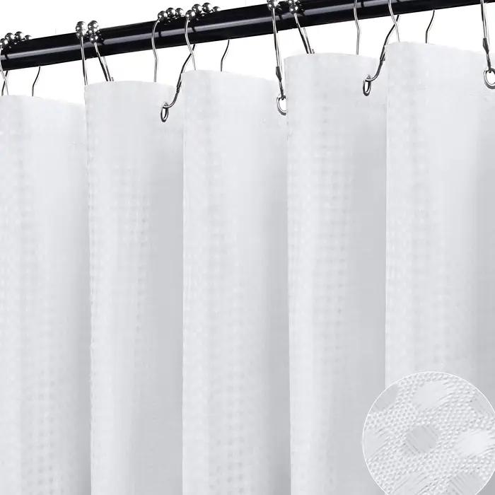 Rideau de douche gaufré pour salle de bain avec crochets métalliques, 180x180CM, pour salle humide, baignoire et cabine de douche