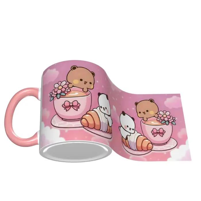 Tasses à thé, lait et café en céramique Bubu Dudu Peach et Goma, style DIY, motif dessin animé panda et ours