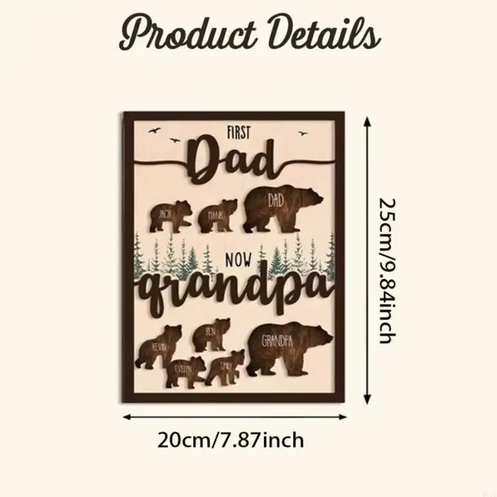 Panneau nom famille en bois à mode, plaque signalétique artisanale pour cadeau fête des pères, 20x25cm, décorations