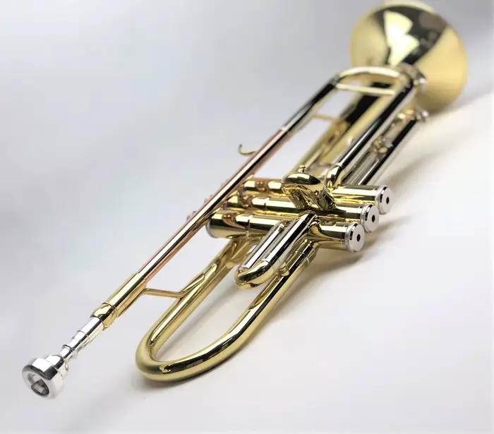 Trompette haut de gamme ton Bb, Instrument de trompette laqué or, trompette Standard chinoise