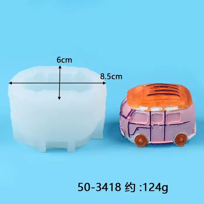 Nouveau moule à faire soi-même, moule de cuisson de gâteau Fondant, Mini Bus voiture, bougie en plâtre parfumée, pâte de jeu, ornement décoratif, moules en Silicone