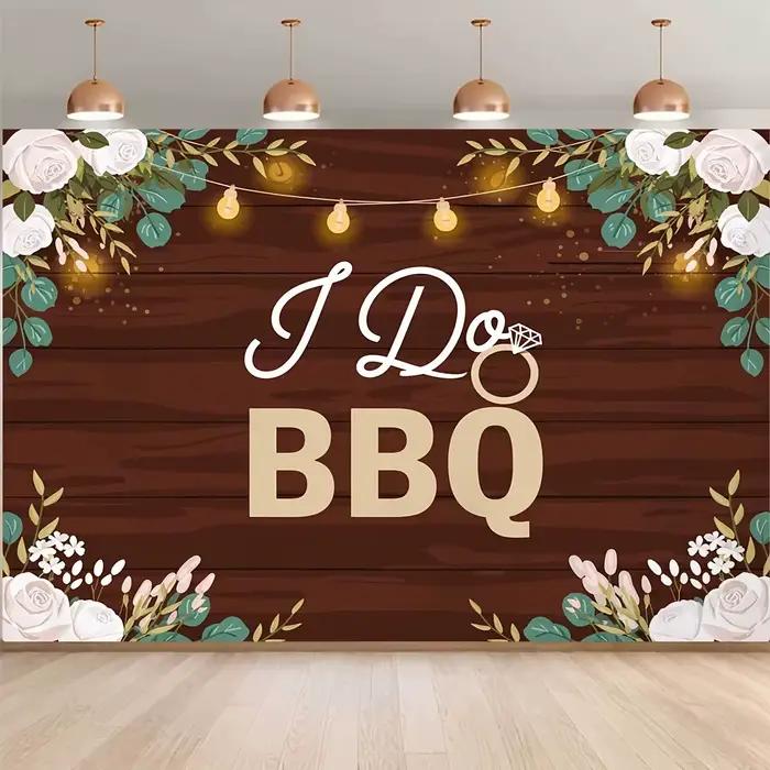 Bannière de fond - Bannière décorative de fête au motif « I Do BBQ » chaleureux et relaxant yzb