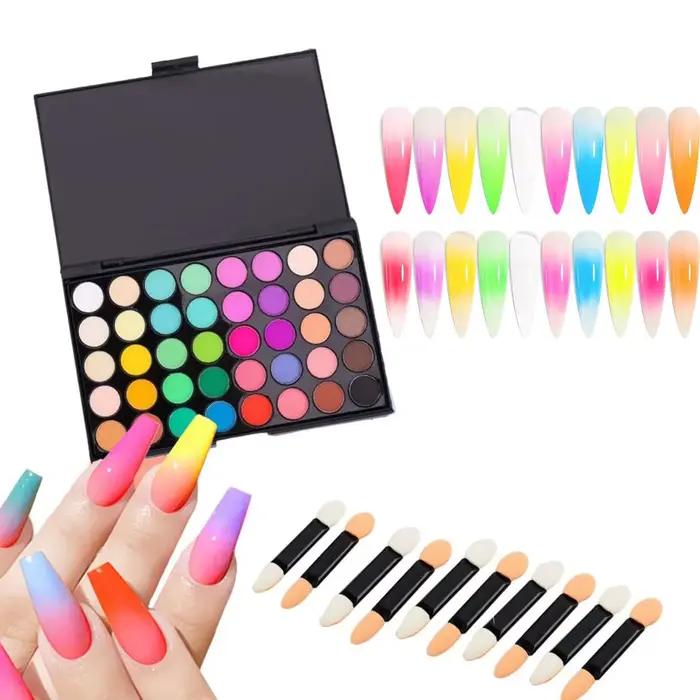 Palette de poudre à ongles mate à 40 grilles avec pinceau
