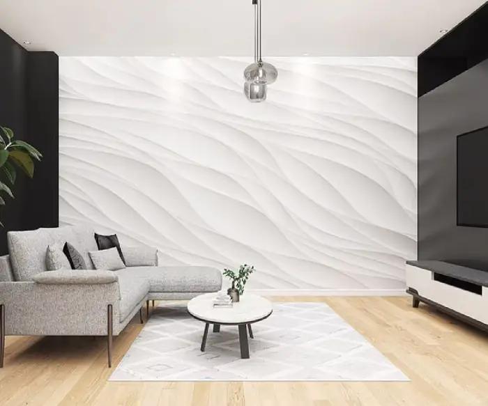 Papier peint personnalisé de toutes tailles, moderne, tridimensionnel, de luxe, motif vague blanche, peinture photo artistique, papier peint mural de fond pour salon