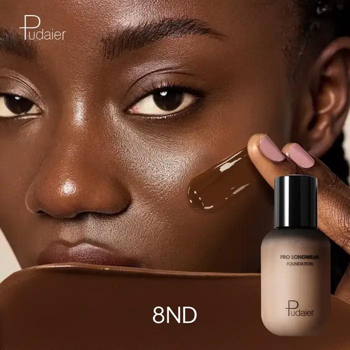 Fond de teint naturel longue durée Pudaier – Petite bouteille marron, finition mate, Non collant, Texture crémeuse, adapté à toutes les peaux Ty