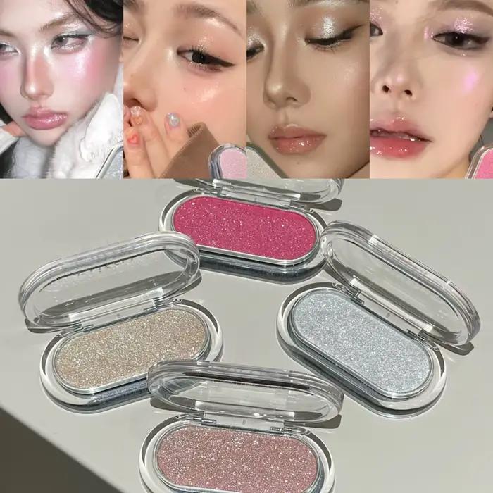 Palette de Fards à Paupières Scintillants et Lumineux, Poudre de Contour Visage, Bronzer Effet Lumière Aquatique, Cosmétiques Yeux Charmants