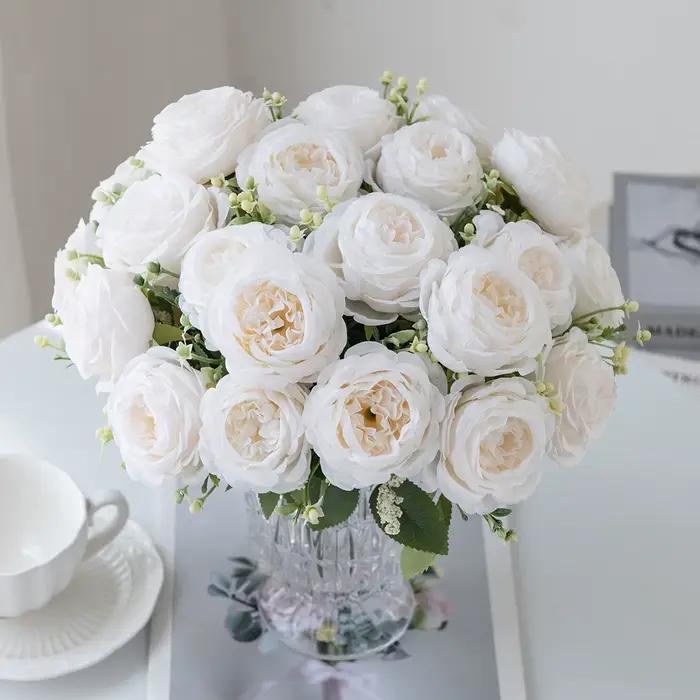 Fleurs artificielles pivoine maison chambre Table bonsaï décoration extérieure cour jardin Bouquet couronnes accessoires de fond de mariage