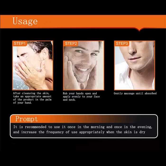 Contrôle de l'huile profonde pour hommes et crème hydratante pour le visage hydratant lissant les rides rétrécissement