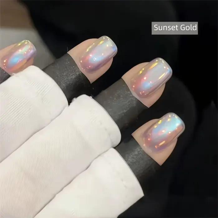 Poudre Aurora Luxe Effet Coucher de Soleil Été 2026, Poudre Chrome Miroir Super Brillante, Poudre Perle Féerique Populaire, Poudre Clair de Lune pour Ongles