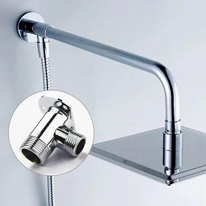 Bras de douche tuyau inférieur pomme de douche murale bras d'extension Joint buse de douche accessoires en acier inoxydable Base fixe de douche