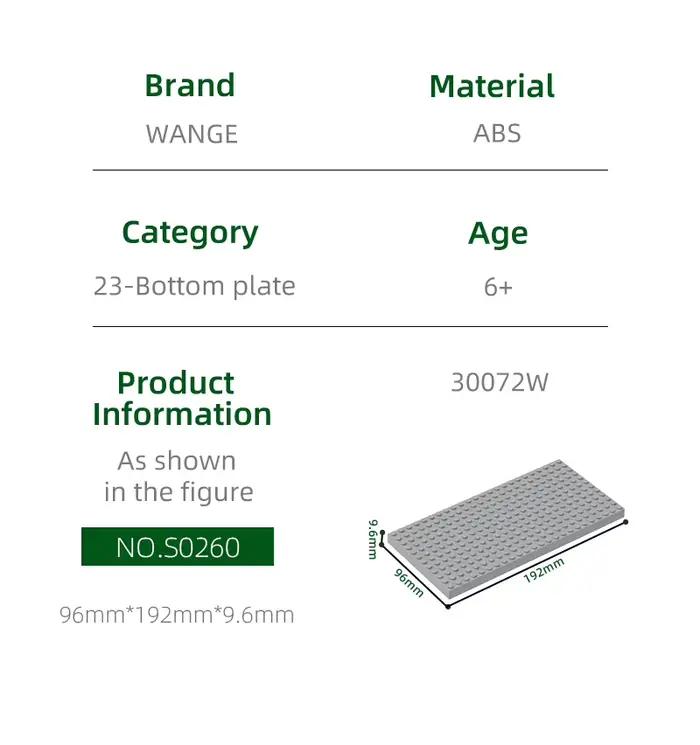 Plaque de base WanGe 1 pièce / Compatible 30072W Plaque de base haute à angle droit 12×24 trous Blocs de construction MOC pour assemblage