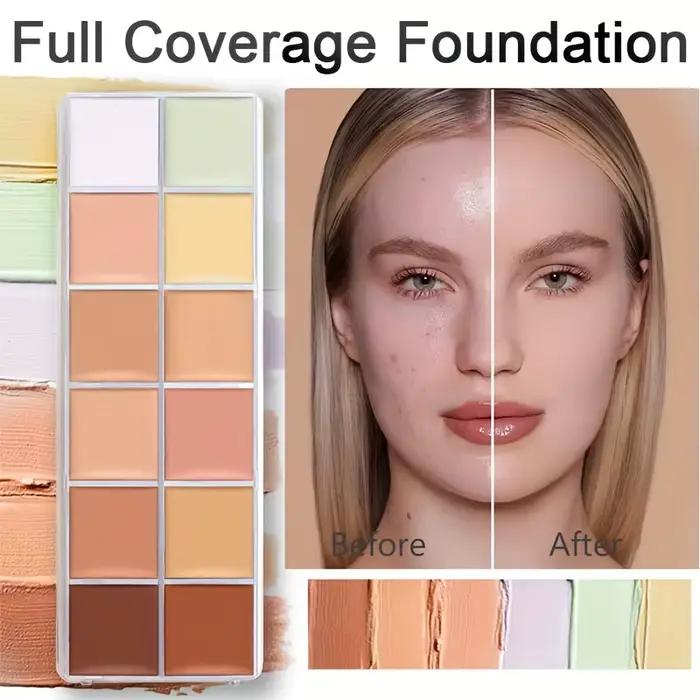 Palette de correcteurs correctrice de 12 couleurs avec brosse anti-cernes