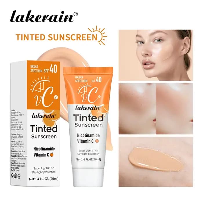 Crème solaire teintée à la vitamine C avec protection