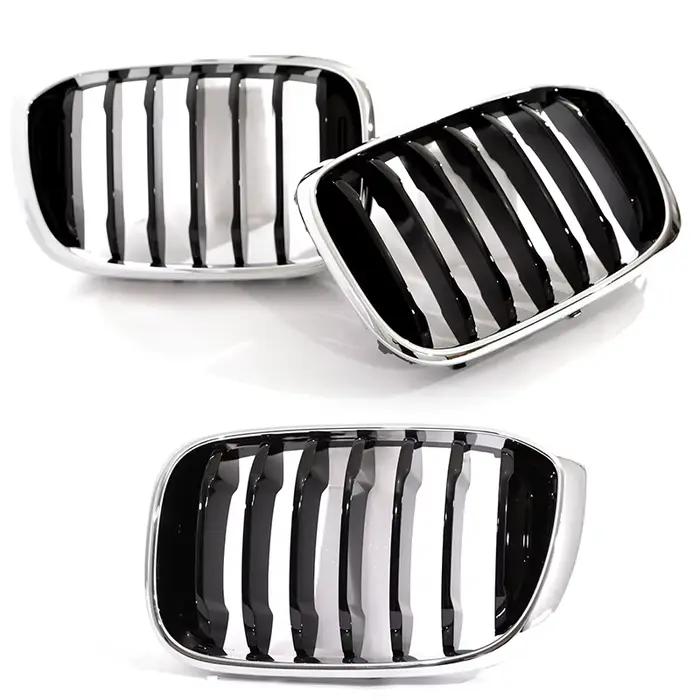 Grilles de remplacement pour BMW G01 X3 G02 X4 2018-2022, aspect fibre de carbone, noir brillant, simple ou double, pour calandre avant.