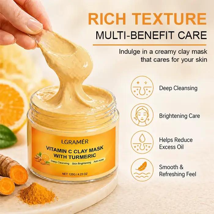 Masque à l'argile au curcuma et à la vitamine C