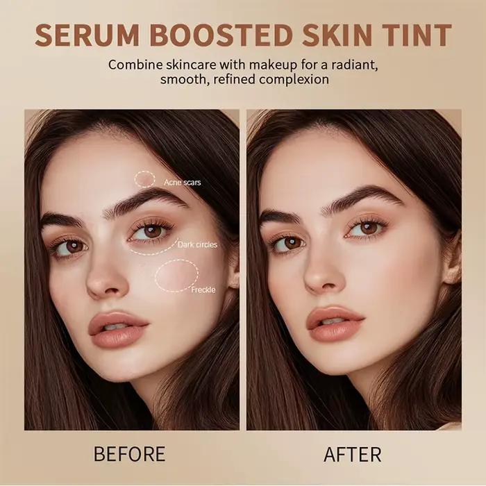 Stick de Teint Bronze Sérum Éclaircissant Texture Soyeuse Hydratante Couvrance Correctrice Base Unifiante