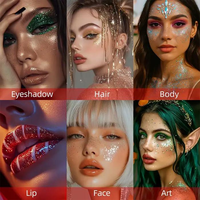 Paillettes pour le corps et le visage brillance longue durée maquillage fêtes Noël occasions spéciales