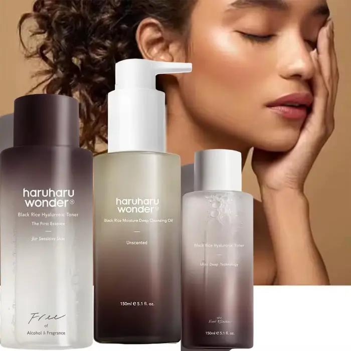 Huile nettoyante hydratante au riz noir, acide hyaluronique, eau apaisante pour peaux sensibles, soins de la peau coréens