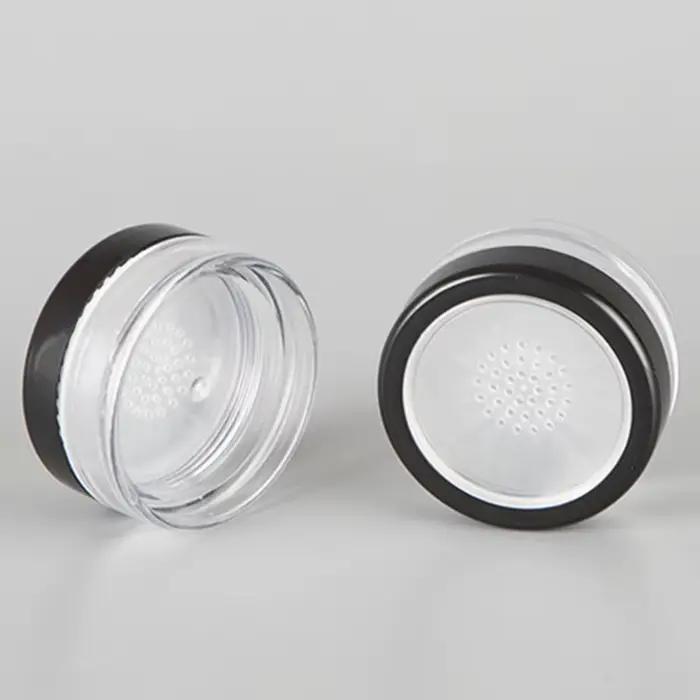 10 pièces/lot 10g bouchon transparent noir poudre libre compacte avec la grille et le couvercle PP pot