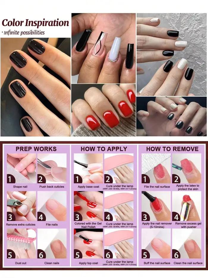 Lot de 2 vernis gel sans résidu 7,5 ml, base et top coat, finition brillante et longue tenue, pour manucure DIY à domicile ou en salon
