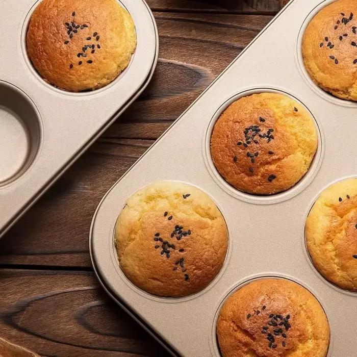 Petite poêle à muffins en acier au carbone, plateau à Dessert antiadhésif à dégagement facile, Mini moules de cuisson, fournitures de cuisson, 4/6/9/12 cavités