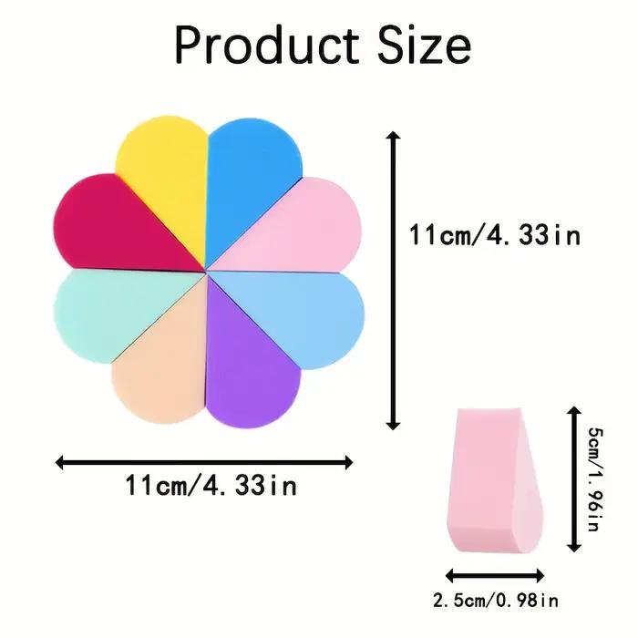 Éponges de maquillage pétales 8 pièces-couleur aléatoire pour fond de teint/conceur | Outils cosmétiques