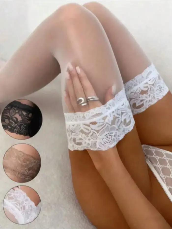 Bas cuissardes en dentelle pour femmes et filles, bas en soie, collants pour femmes et filles