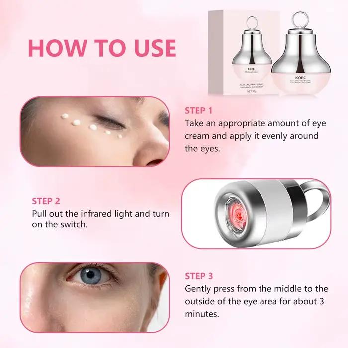 Crème de Massage Électrique KOEC au Collagène Pro-Xylane pour les Yeux Rafraîchissante Anti-Rides Éclaircissante Occasions Spéciales