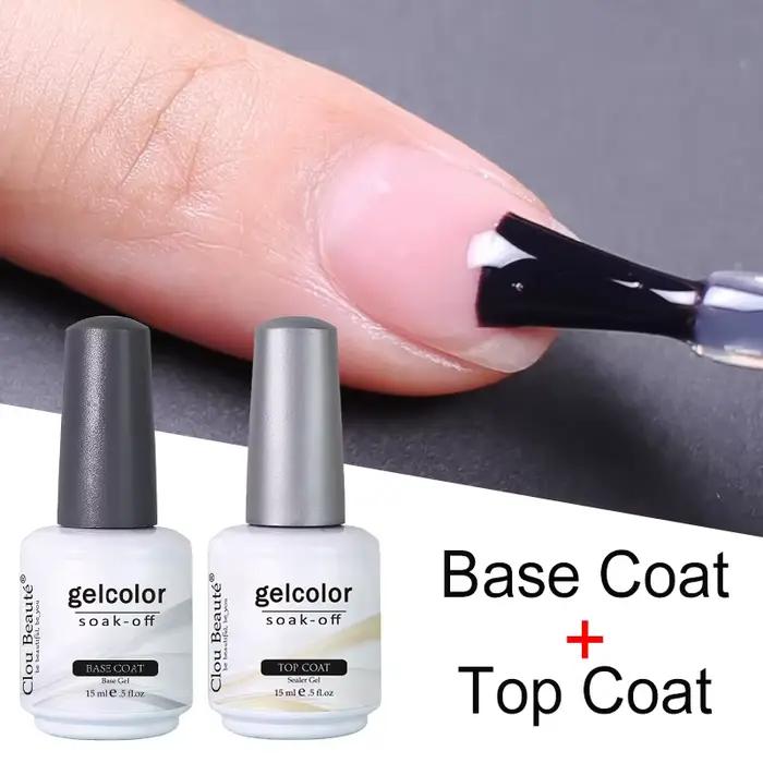 Base Coat, Top Coat Sans Résidu, Primer, Gel UV, Gel de Couleur pour Ongles, Vernis à Ongles Semi-Permanent, Esmalte Semi Permanente pour Manucure et Nail Art