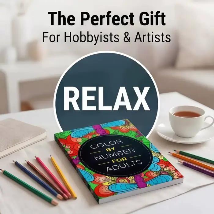 Livre de coloriage par numéros pour adultes, 80 pages, pour soulager l'anxiété et le stress, avec des motifs uniques, pour hommes, femmes et adolescents