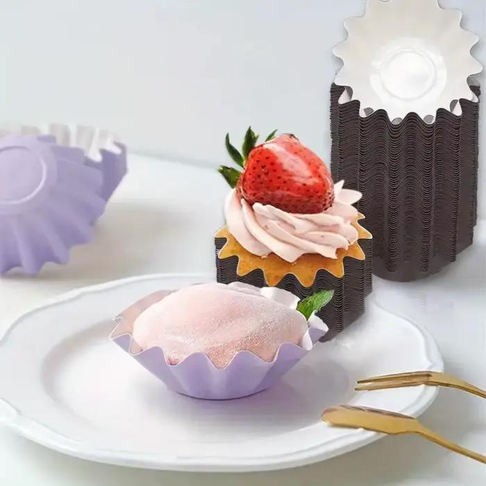 100 pièces jetables Muffin tasses oeuf tarte moules résistant à la chaleur Cupcake tasses épaissi papier Cupcake doublures tarte moules outils de cuisson