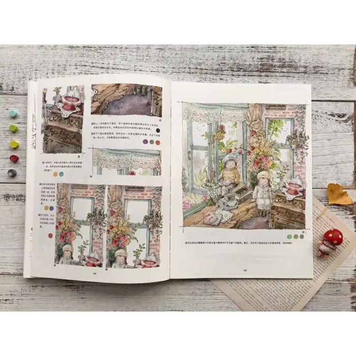Livre de cours de peinture de couleur claire, ton chaud, par Zhu Qu, Technique de dessin à l'aquarelle, tutoriel d'auto-apprentissage