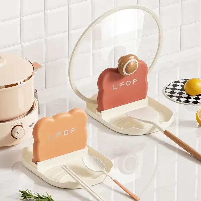 Support de couvercle de Pot ours de cuisine, support de rangement de cuillère et fourchette de Style comptoir, support de rangement de spatule domestique, peut drire l'eau