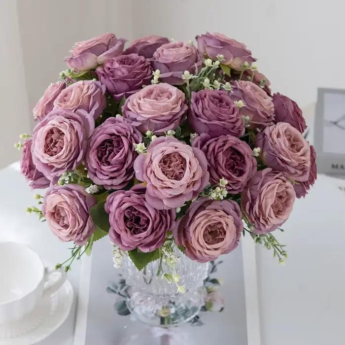 Fleurs artificielles pivoine maison chambre Table bonsaï décoration extérieure cour jardin Bouquet couronnes accessoires de fond de mariage