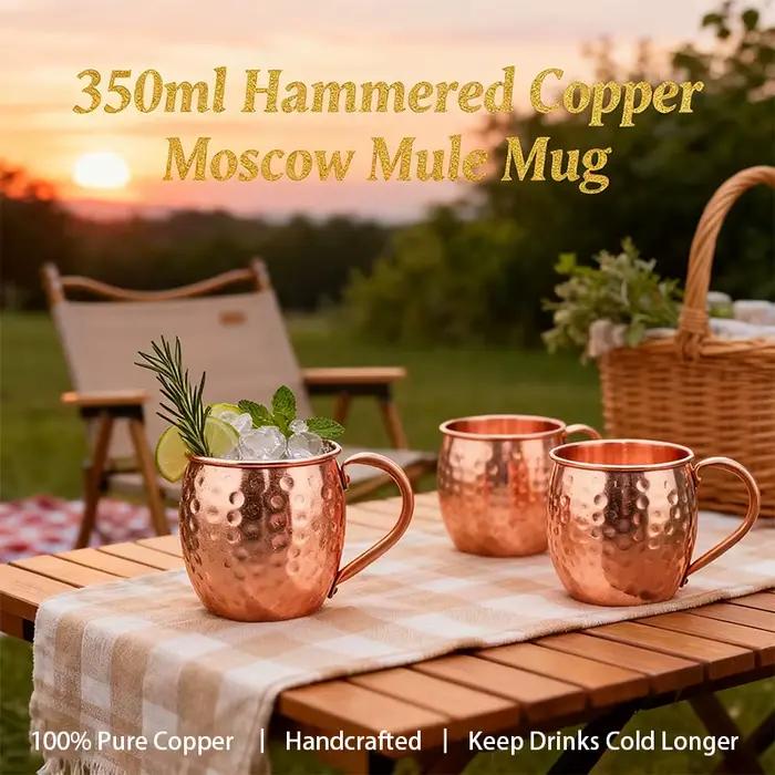 Tasse à Moscow Mule 100% Cuivre, Tasses à Bière en Cuivre Durable 350ml, Tasse à Café, Tasse à Lait, Tasse de Bar en Cuivre Pur, Articles de Bar