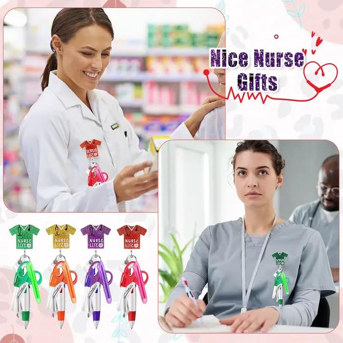 Ensemble d'accessoires pour stylos d'infirmière, comprend 1 mini surligneur, 1 marqueur de couleur, 1 stylo à bille, 1 ciseaux d'allaitement avec 1 badge